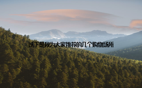 以下是我为大家推荐的几个购物场所